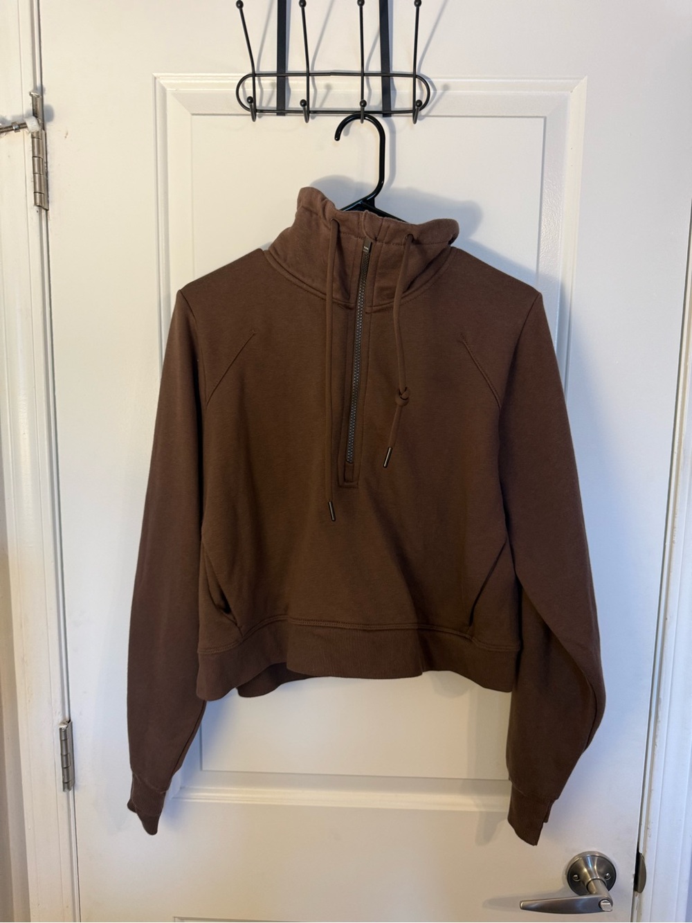 all in motion Brown Quarter-Zip Funnel Neck Pullover